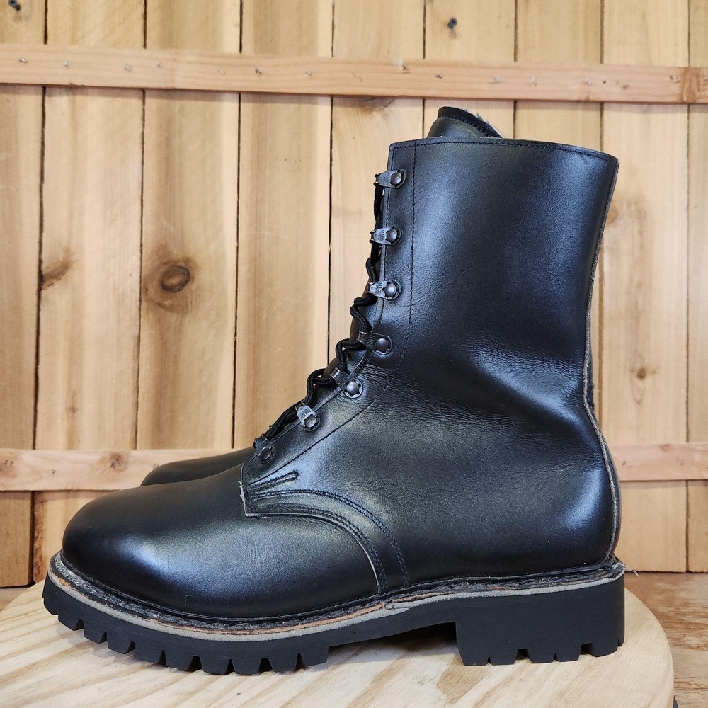 Vintage HanWag Boots Mens 11 Black Shearling Lined Vibram Norwegian Welt Germany